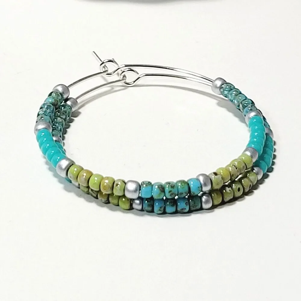 NEW Earrings Seed bead Hoop earrings minimalist earrings sweater strip 686#fs- s - Picture 2 of 6